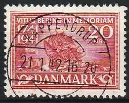 FRIMÆRKER DANMARK | 1941 - AFA 271 - Vitus Bering 20 øre rød - Lux Stemplet Kappendrup